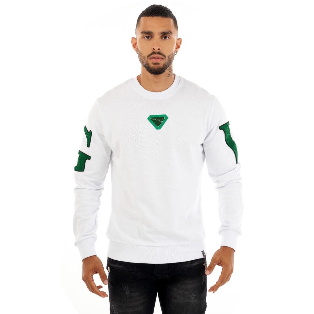 Avenue George V Paris Men's GV Signature Chenille Crewneck Sweatshirt in Green